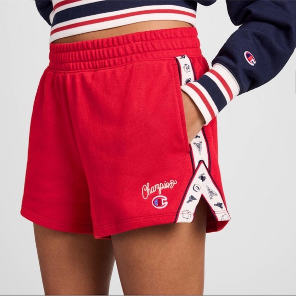 Champion Pants - Champion Women's Mid-Rise French Terry Pull-On Shorts Red L